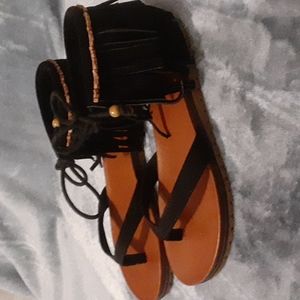 MIA Native Boho Suede Fringe Sandals